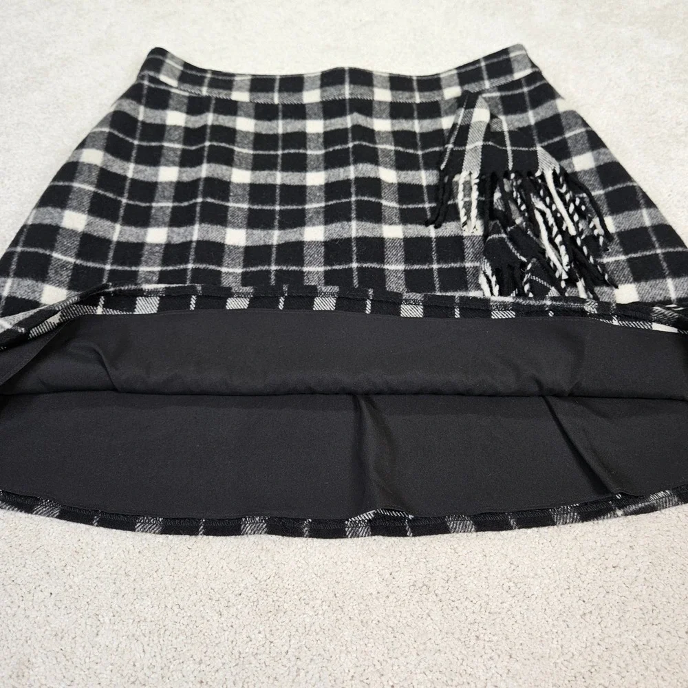 Kate Spade Skirt the Rules Buffalo Plaid Fringe A-Line Mini Skirt Womens Size 12